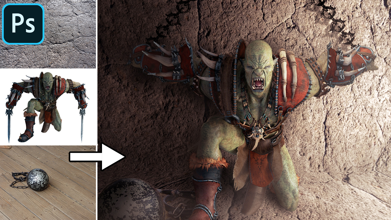 Orc Prisoner | Photoshop 2021 Composition Fantasy Art - altutorials